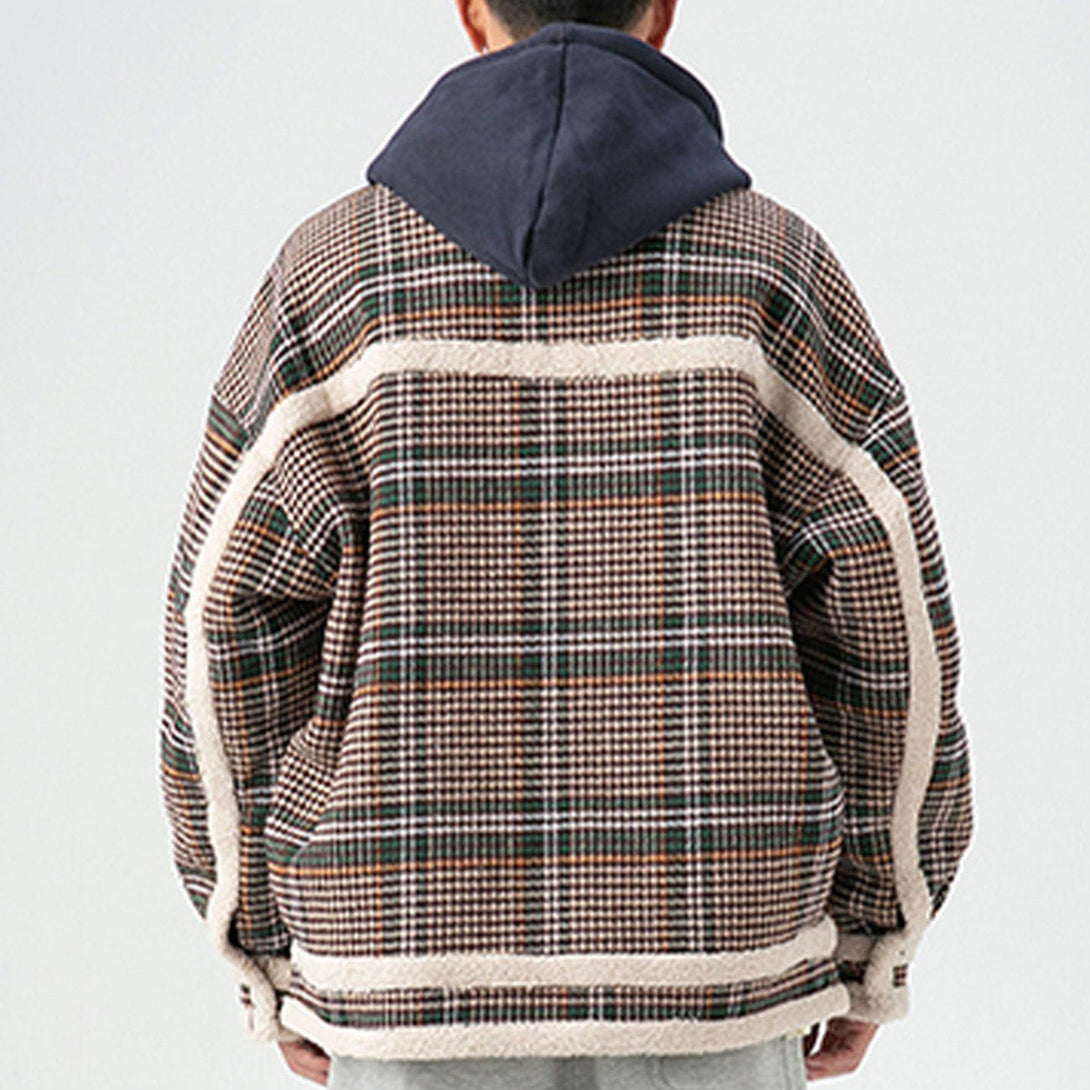 Lacezy - Plaid Sherpa Winter Coat- Streetwear Fashion - lacezy.com