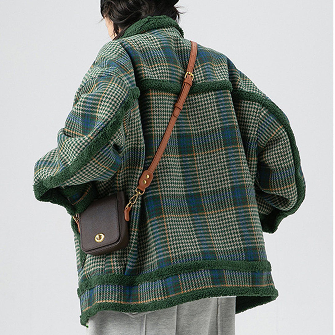 Lacezy - Plaid Sherpa Winter Coat- Streetwear Fashion - lacezy.com