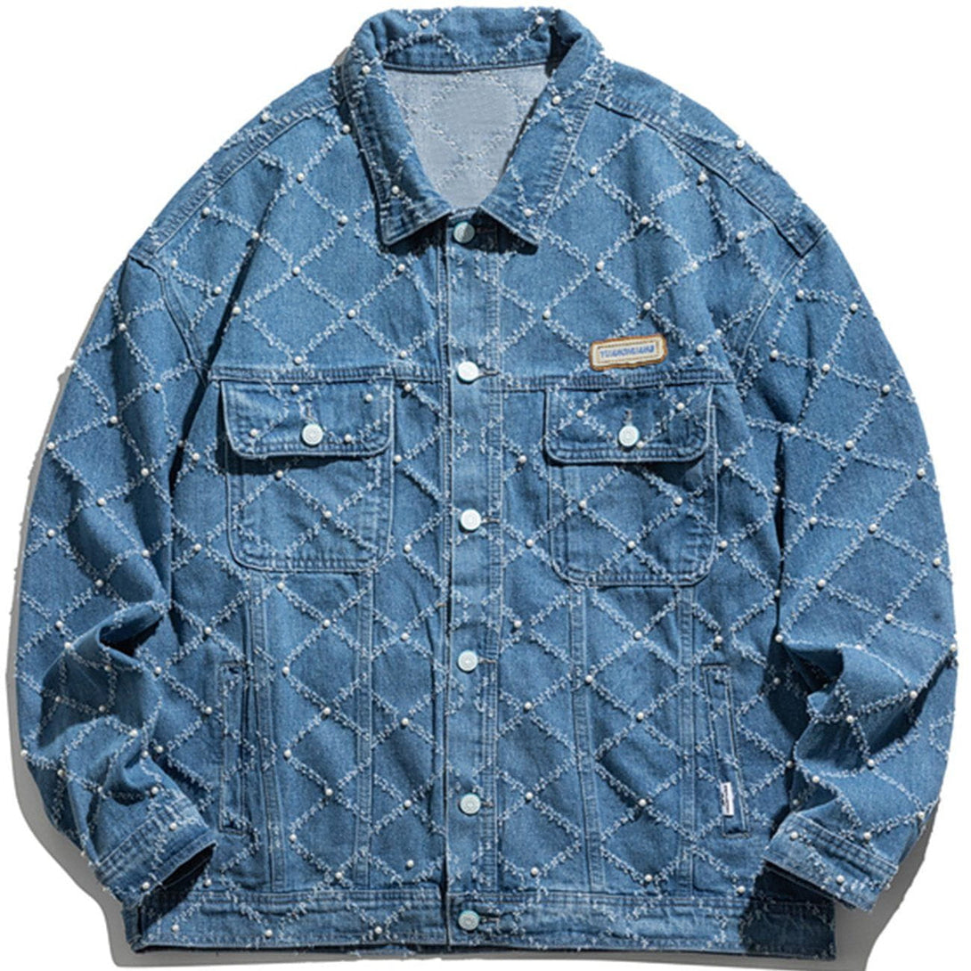 Lacezy - Plaid Simple Denim Jacket- Streetwear Fashion - lacezy.com