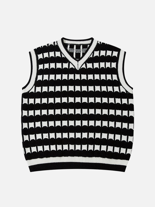 Lacezy - Plaid Stripe Sweater Vest- Streetwear Fashion - lacezy.com