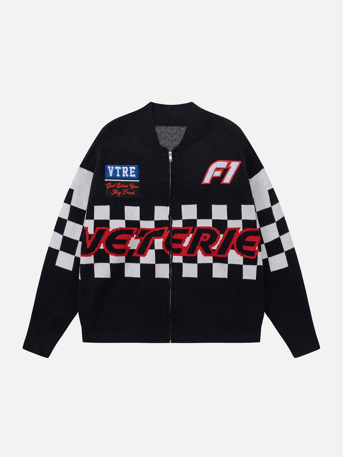 Lacezy - Plaid With Gloves Racing Cardigan- Streetwear Fashion - lacezy.com