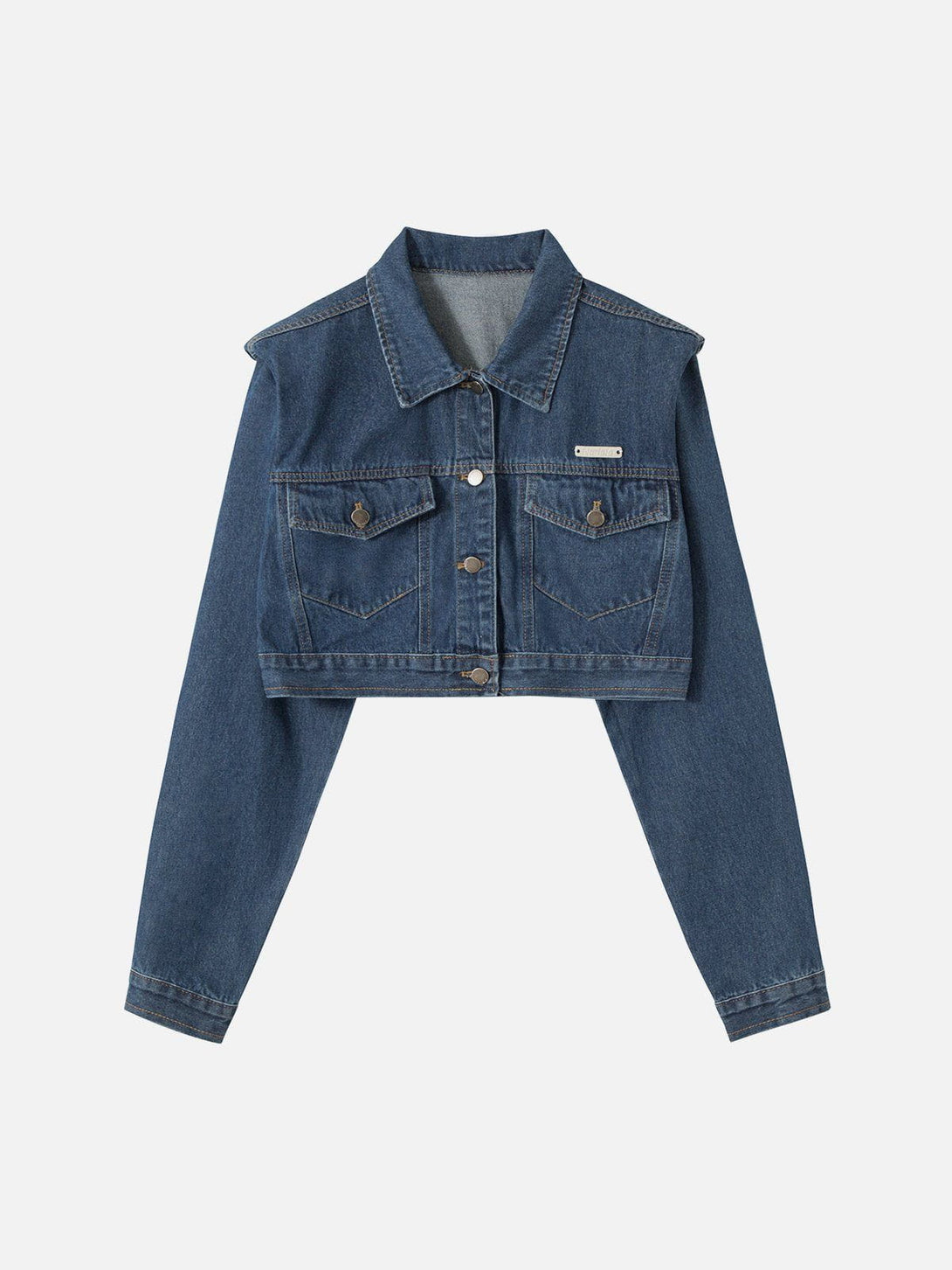 Lacezy - Pocket Decoration Crop Denim Jacket- Streetwear Fashion - lacezy.com