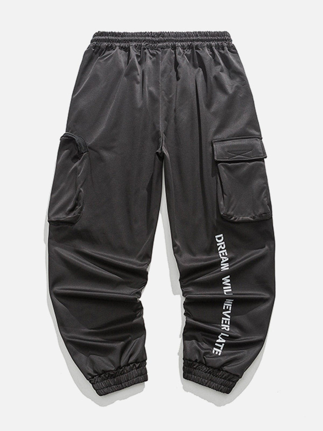 Lacezy - Pocket Letter Print Cargo Pants- Streetwear Fashion - lacezy.com