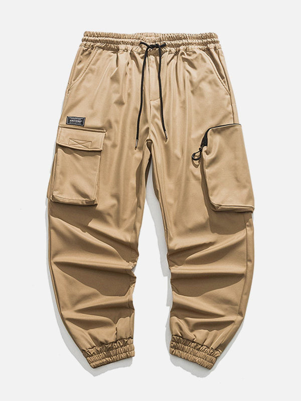 Lacezy - Pocket Letter Print Cargo Pants- Streetwear Fashion - lacezy.com