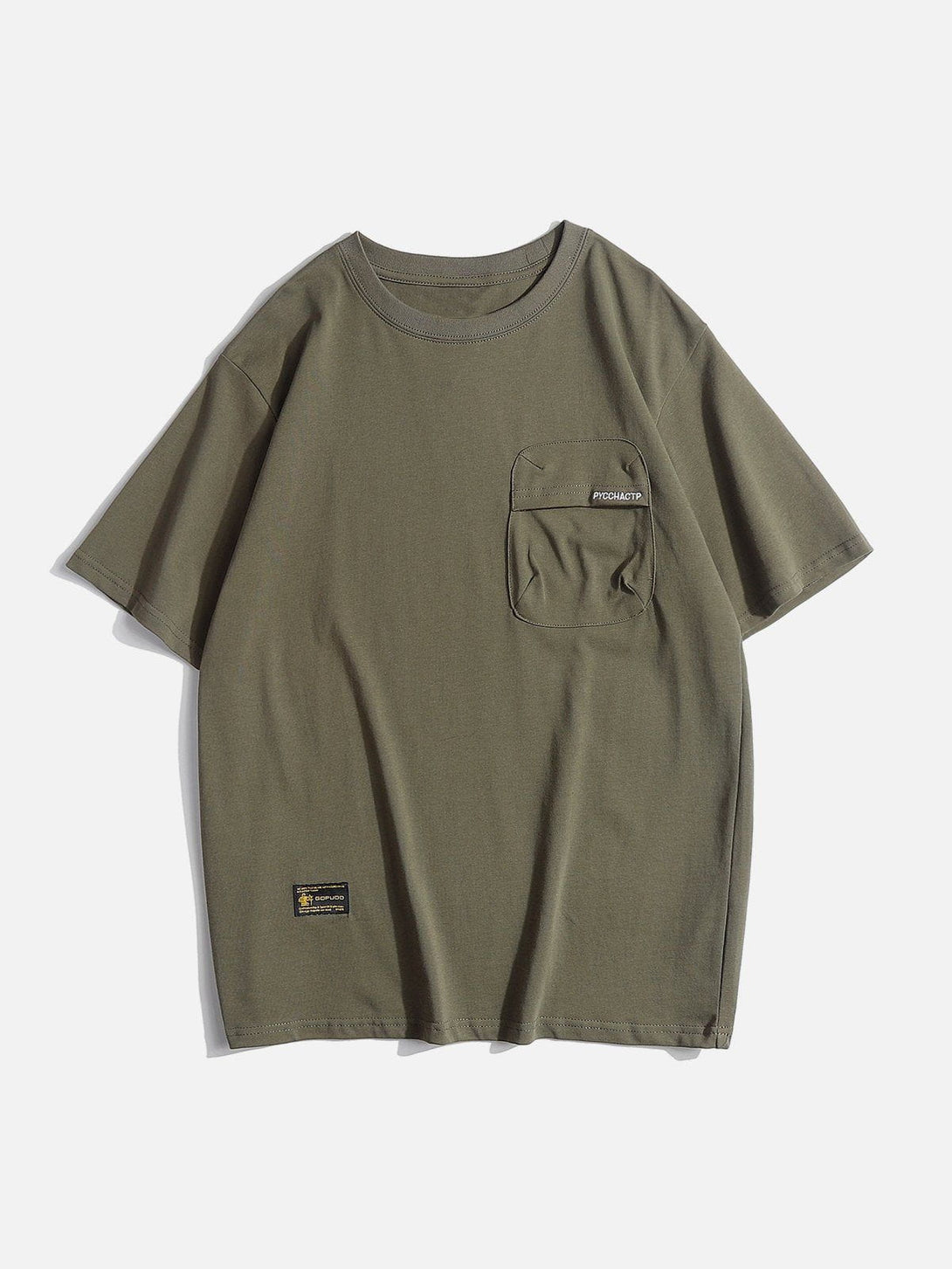 Lacezy - Pocket Solid Color Tee- Streetwear Fashion - lacezy.com