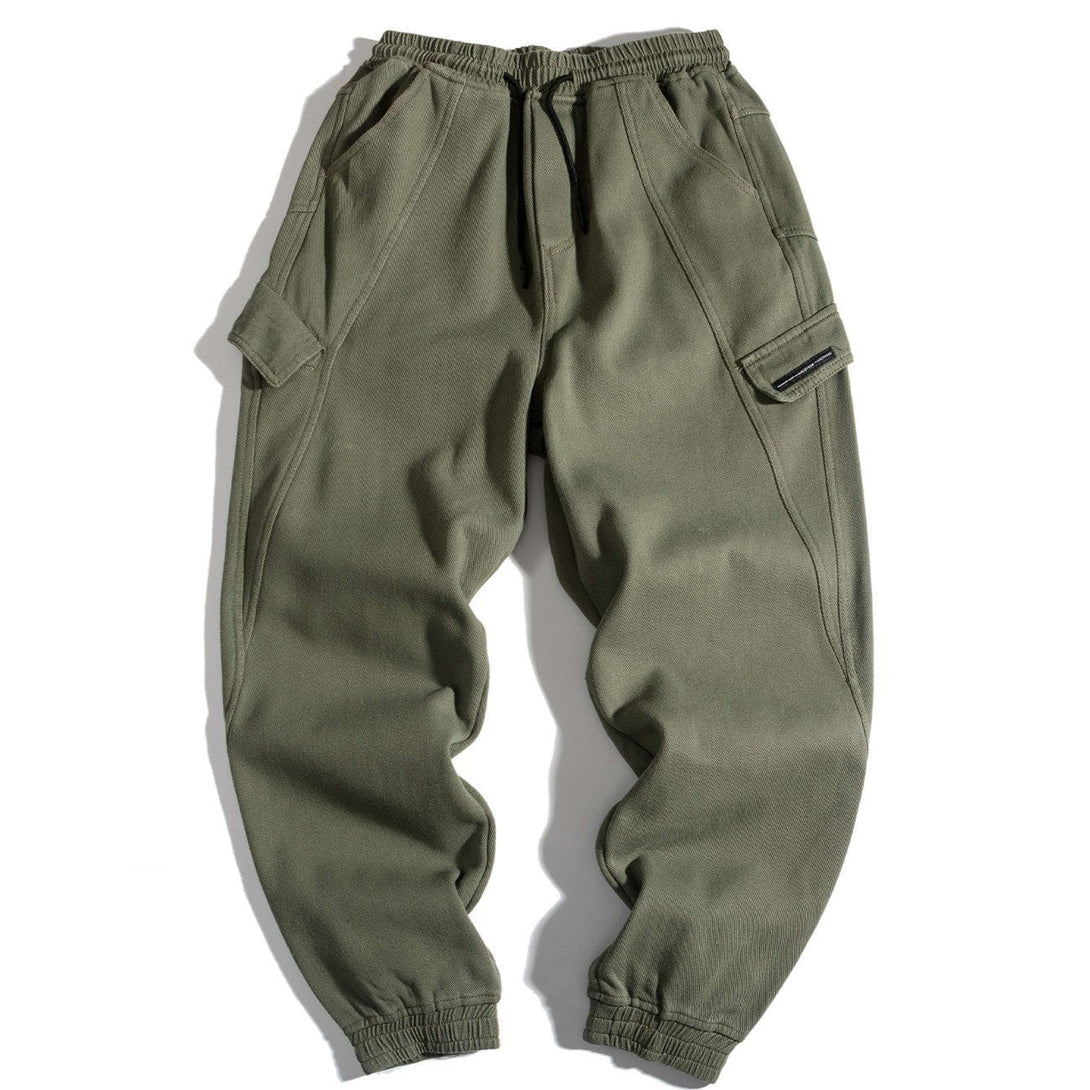 Lacezy - Pocket Solid Pants- Streetwear Fashion - lacezy.com