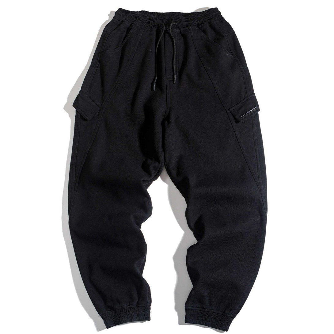 Lacezy - Pocket Solid Pants- Streetwear Fashion - lacezy.com