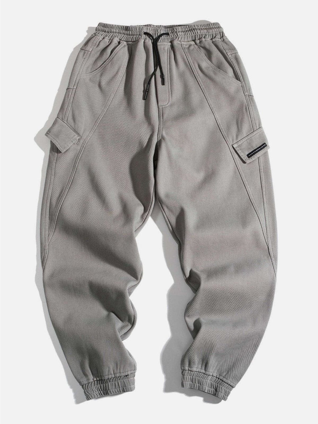 Lacezy - Pocket Solid Pants- Streetwear Fashion - lacezy.com