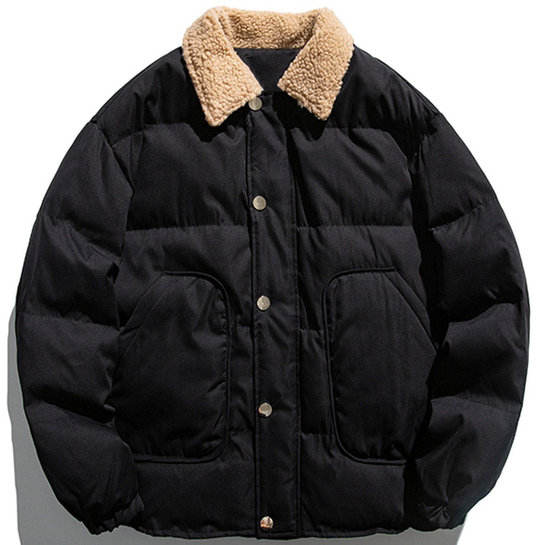 Lacezy - Pocket Solid Winter Coat- Streetwear Fashion - lacezy.com