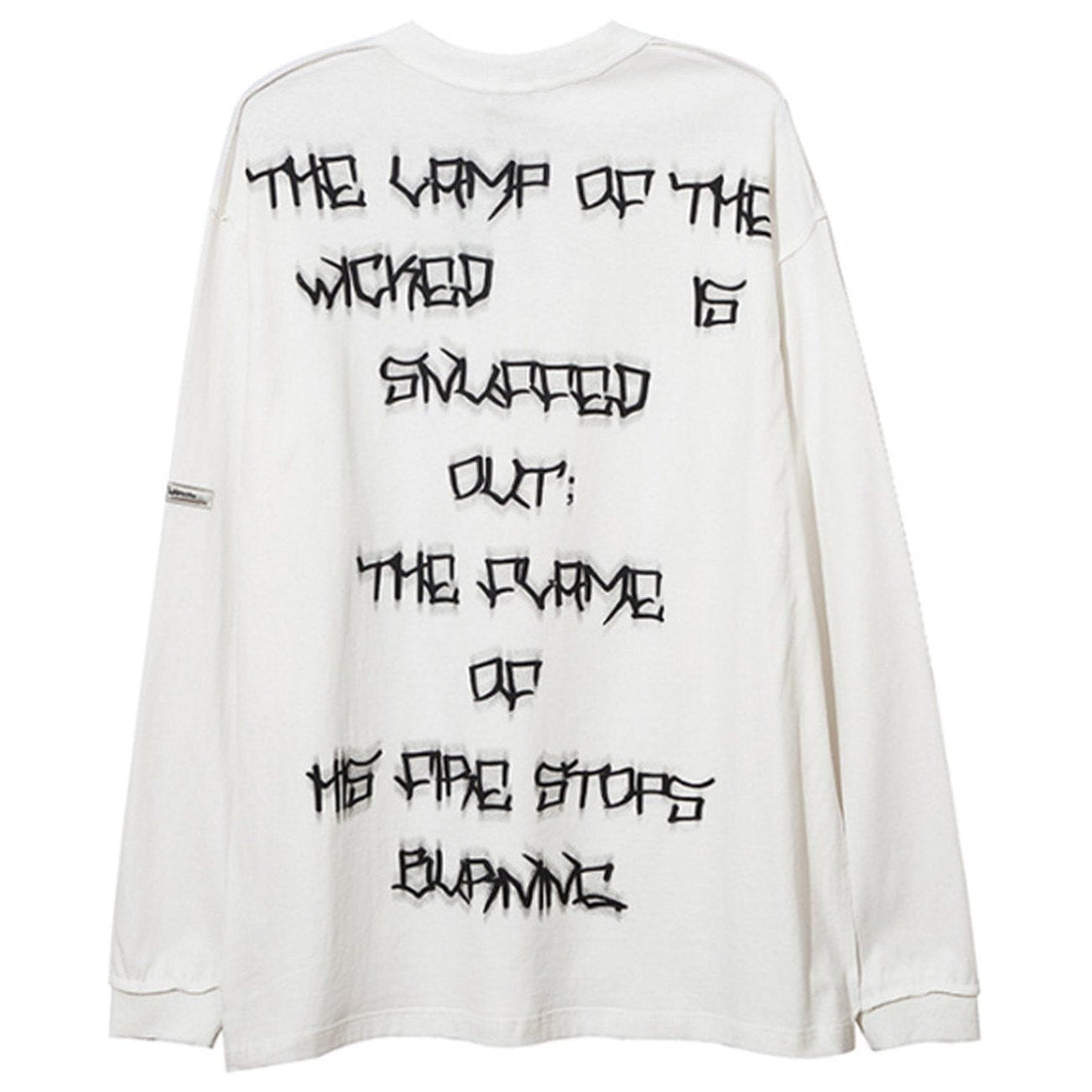 Lacezy - Portrait Letters Graffiti Long Sleeves- Streetwear Fashion - lacezy.com