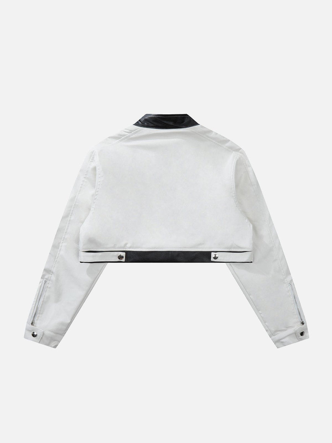 Lacezy - Pu Leather Crop Motorcycle Jacket- Streetwear Fashion - lacezy.com