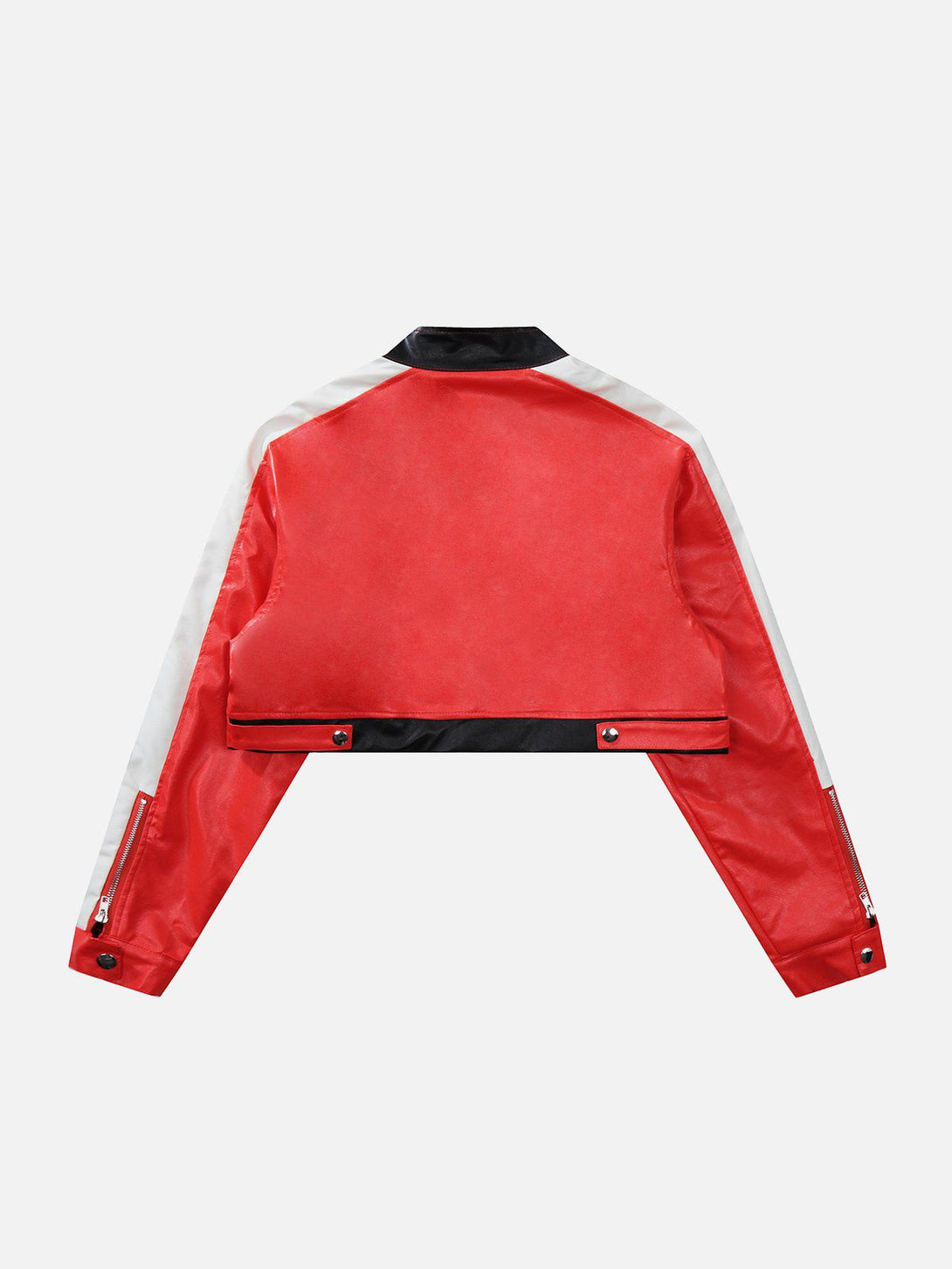 Lacezy - Pu Leather Crop Motorcycle Jacket- Streetwear Fashion - lacezy.com