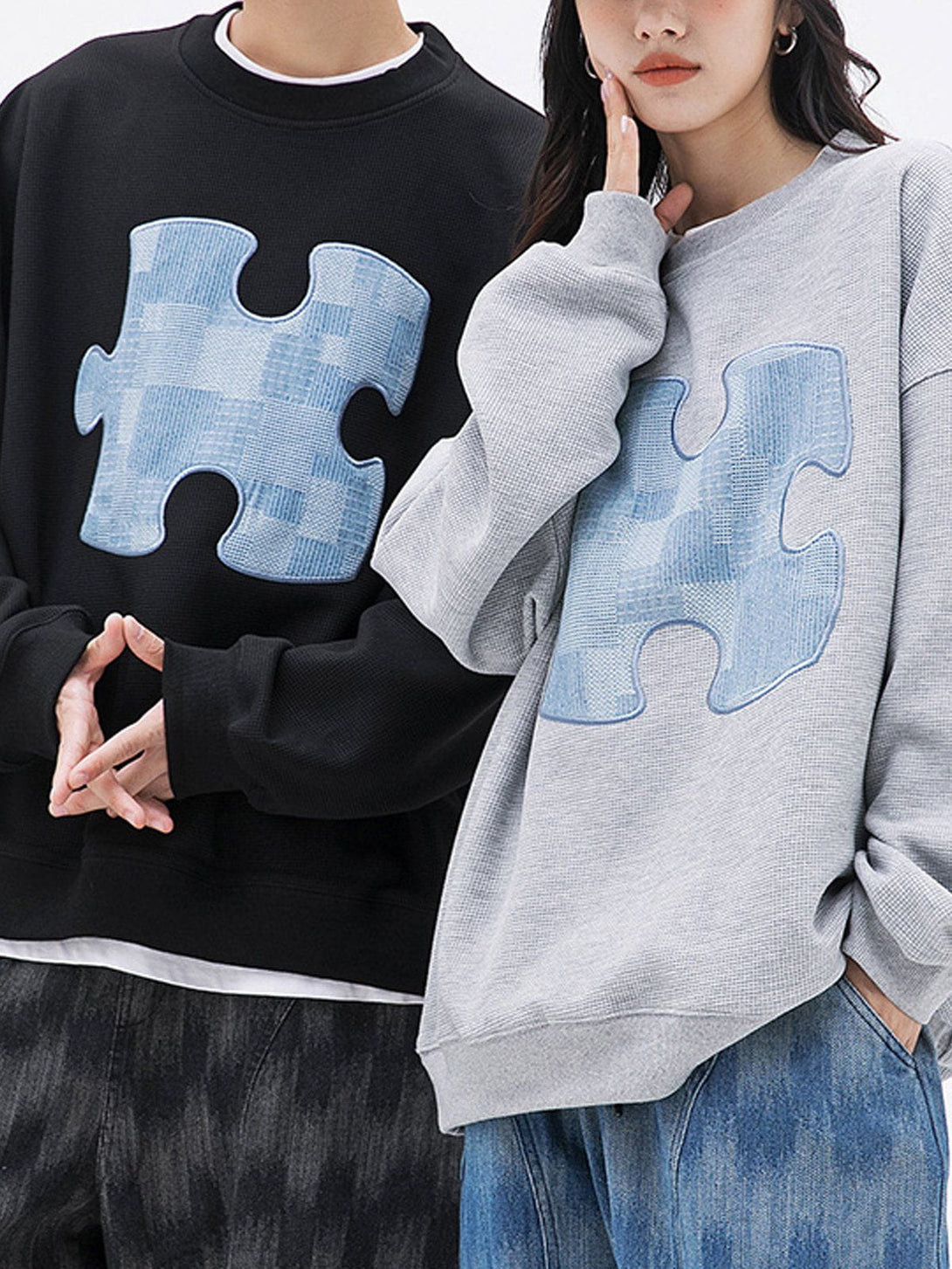 Lacezy - Puzzle Patch Sweatshirt- Streetwear Fashion - lacezy.com