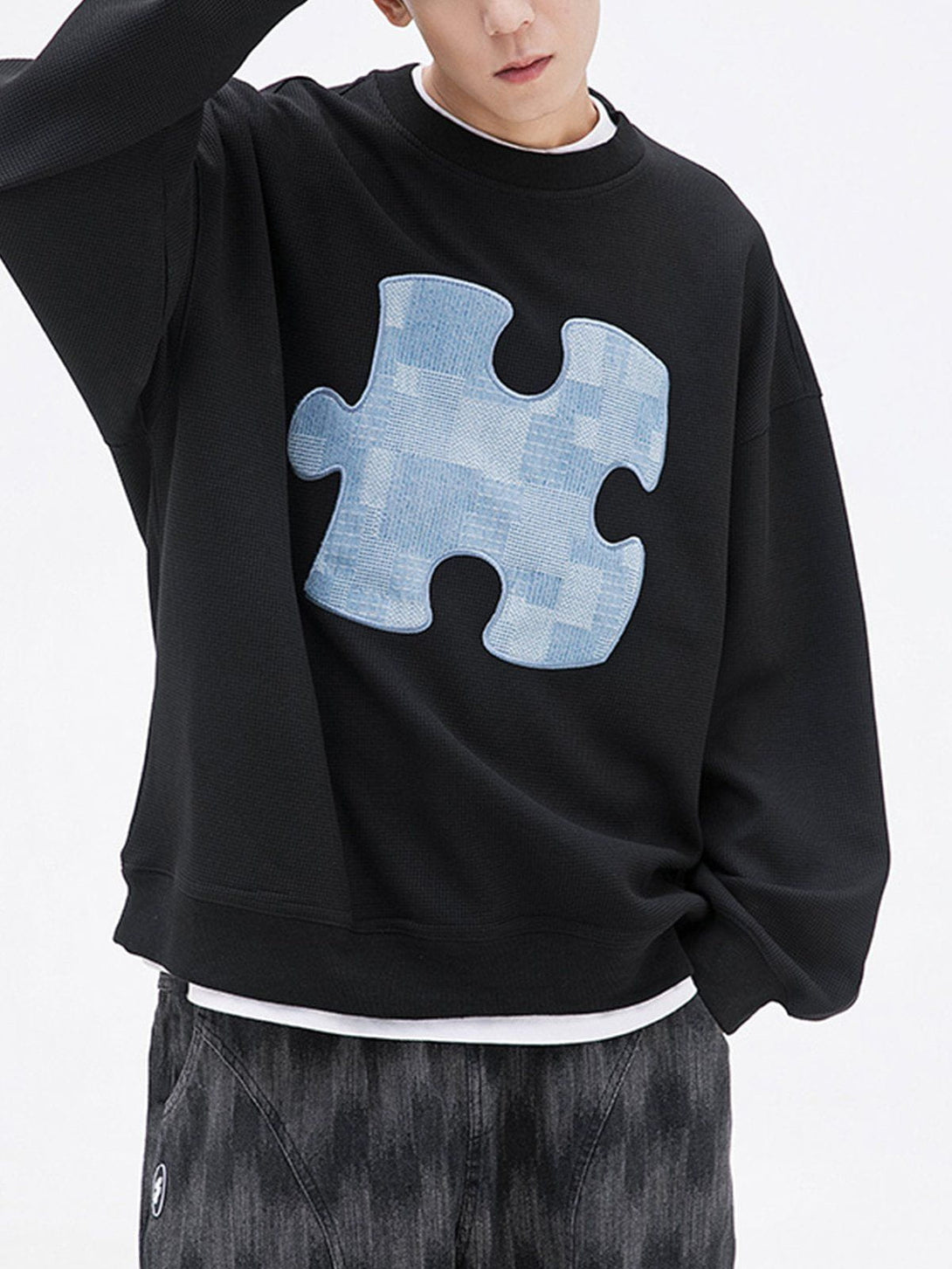 Lacezy - Puzzle Patch Sweatshirt- Streetwear Fashion - lacezy.com