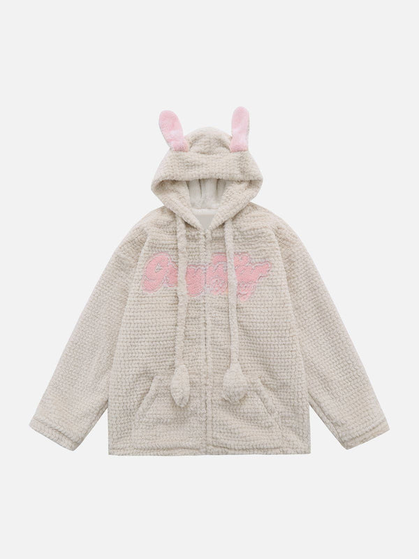 Lacezy - Rabbit Ears Hooded Winter Coat- Streetwear Fashion - lacezy.com