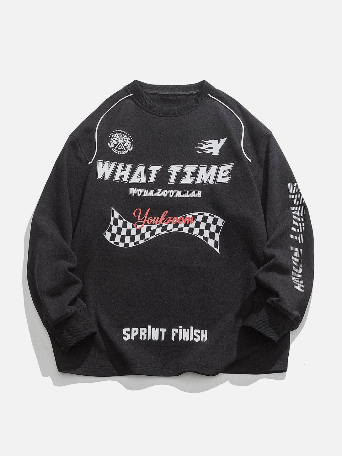 Lacezy - Racing Elements Print Sweatshirt- Streetwear Fashion - lacezy.com