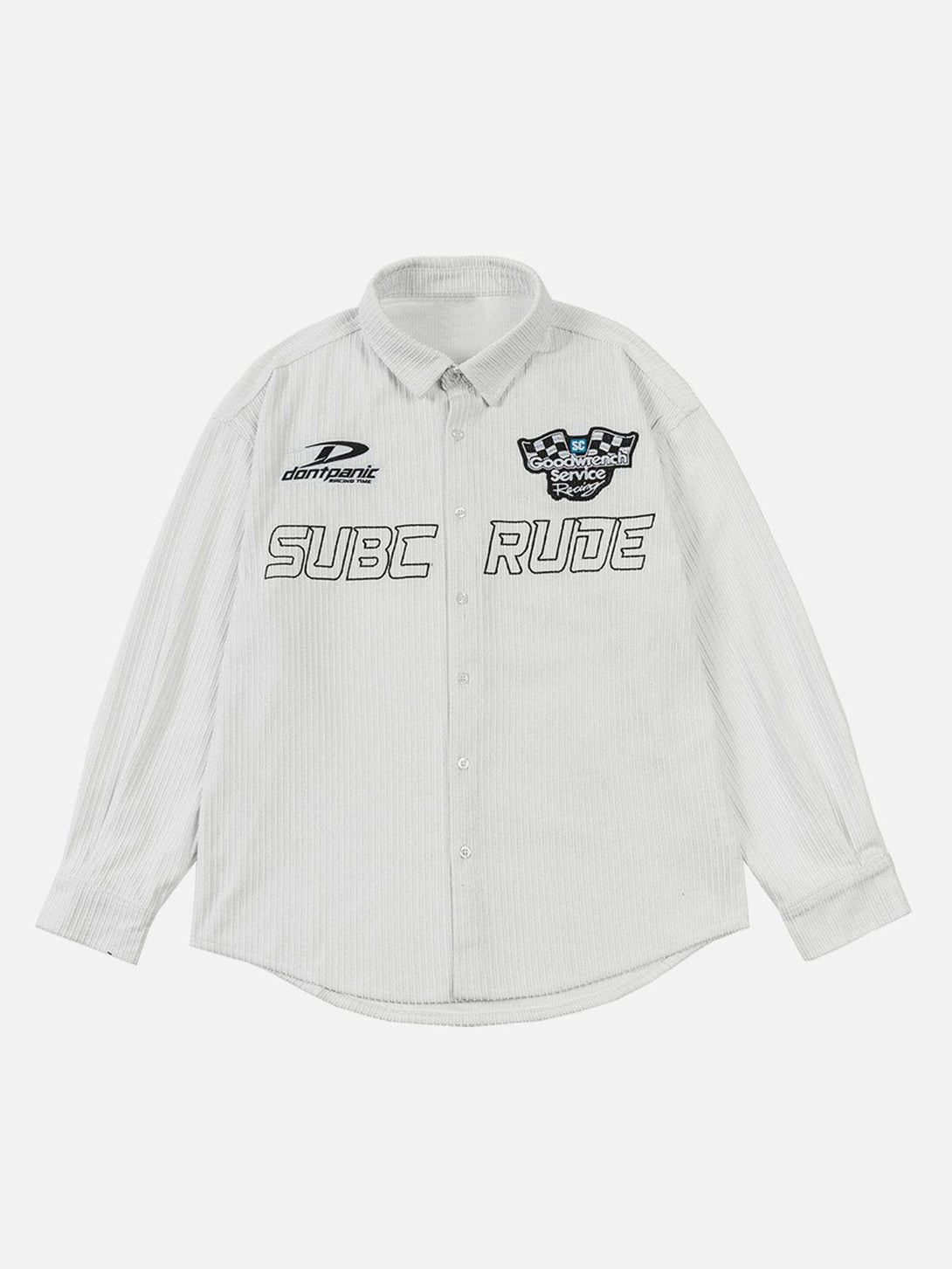 Lacezy - Racing Embroidered Corduroy Shacket- Streetwear Fashion - lacezy.com