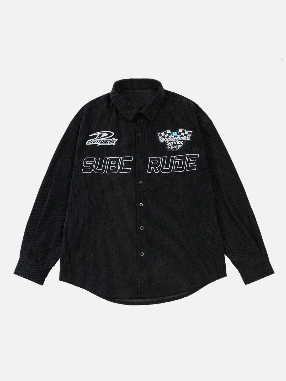 Lacezy - Racing Embroidered Corduroy Shacket- Streetwear Fashion - lacezy.com