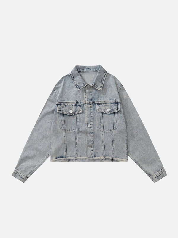 Lacezy - Rainbow Letter Print Denim Jacket- Streetwear Fashion - lacezy.com