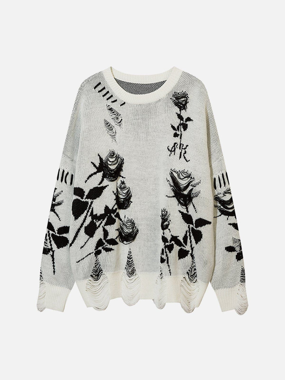 Lacezy - Raw Edge Rose Sweater- Streetwear Fashion - lacezy.com