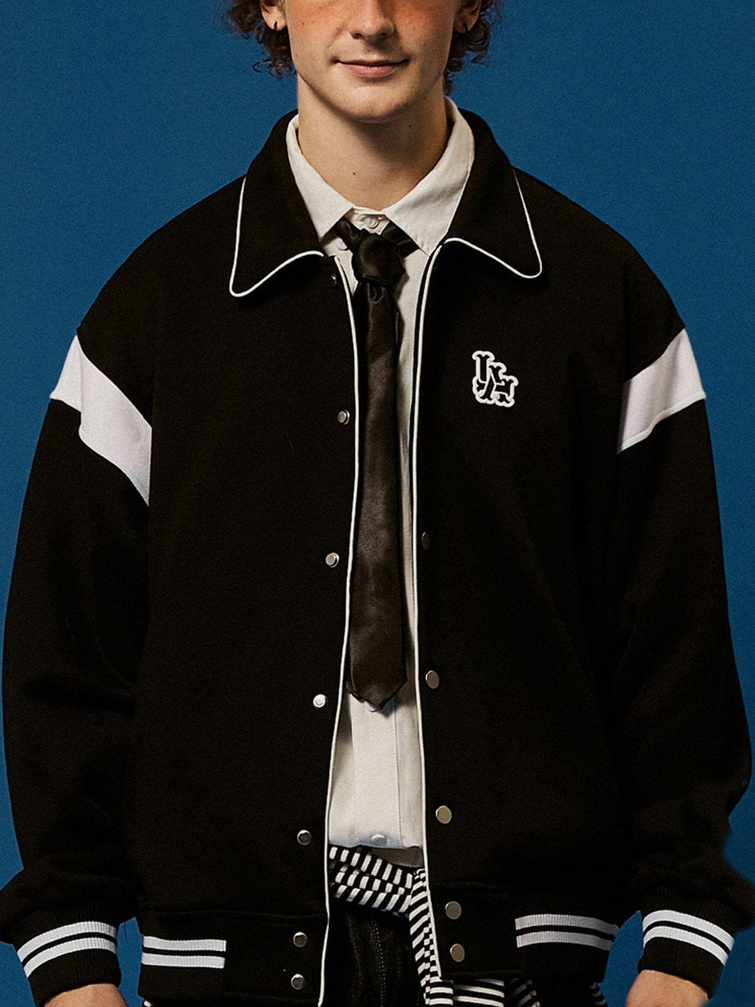 Lacezy - Reflective Strip Polo Collar Jacket- Streetwear Fashion - lacezy.com