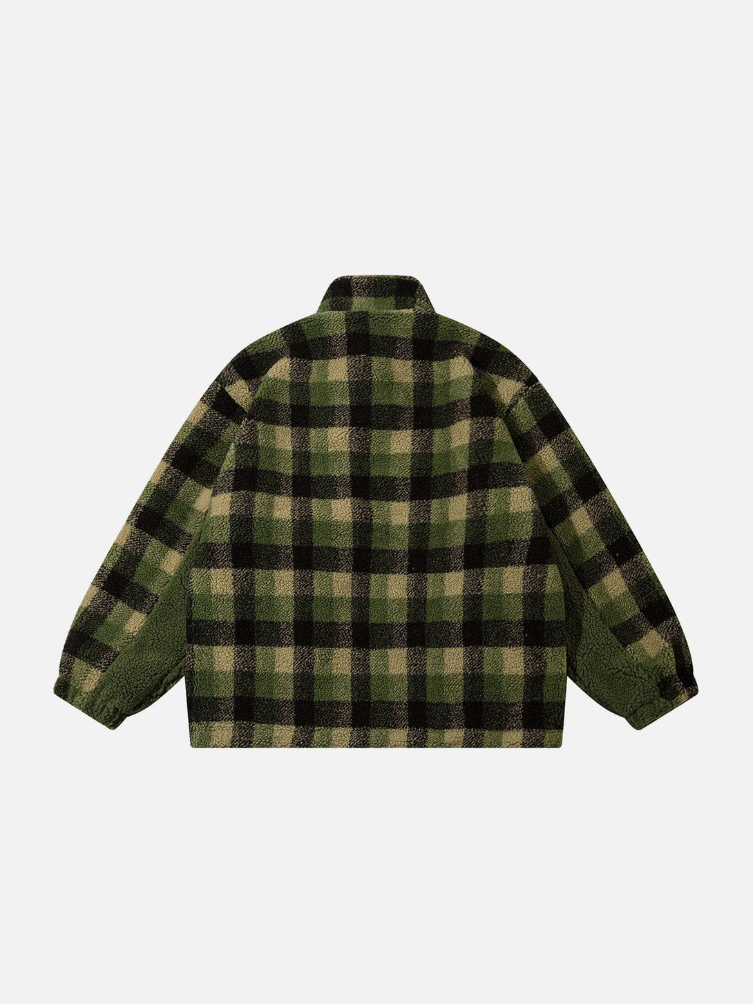 Lacezy - Retro Colorblock Plaid Sherpa Coat- Streetwear Fashion - lacezy.com