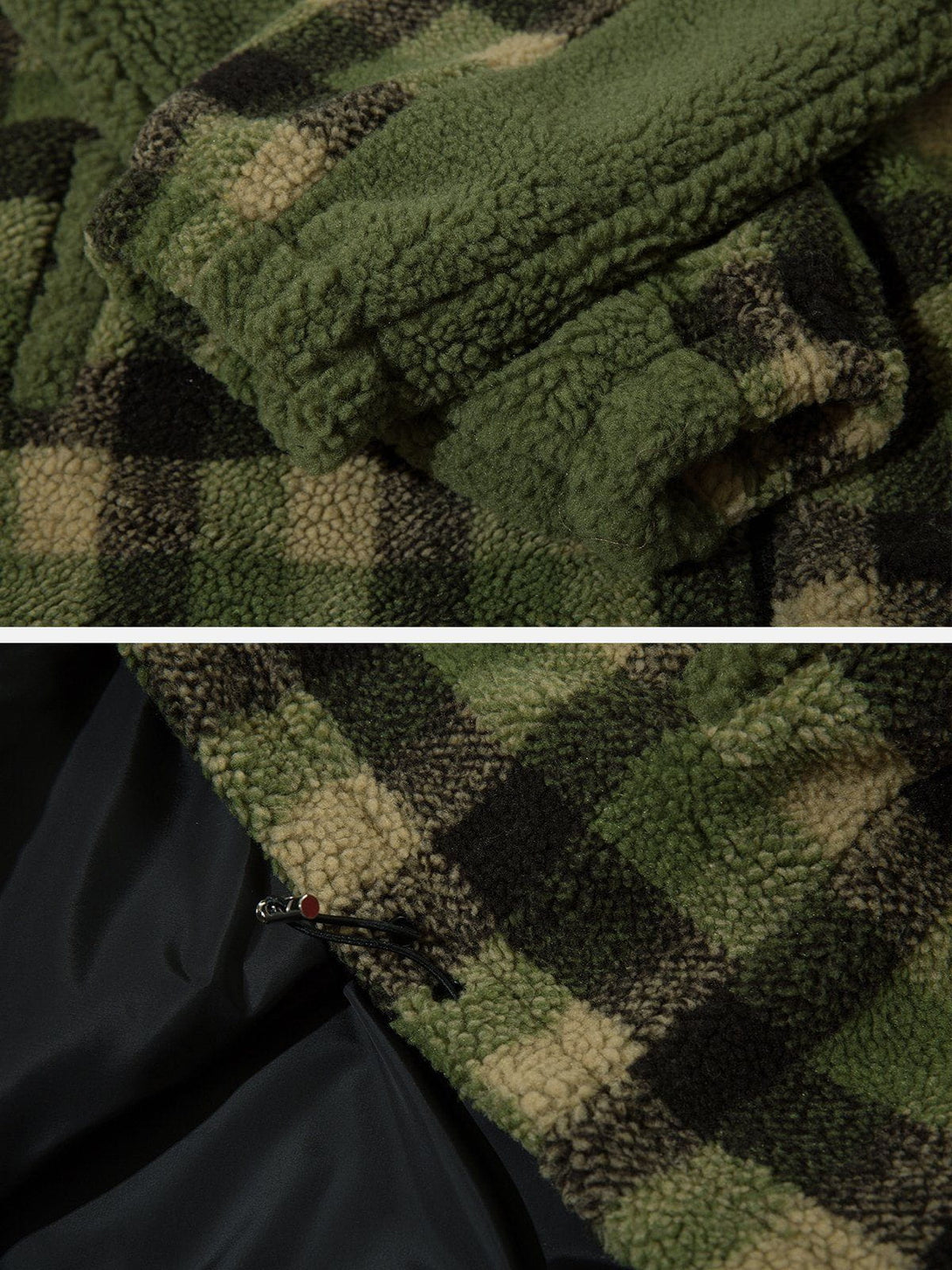 Lacezy - Retro Colorblock Plaid Sherpa Coat- Streetwear Fashion - lacezy.com