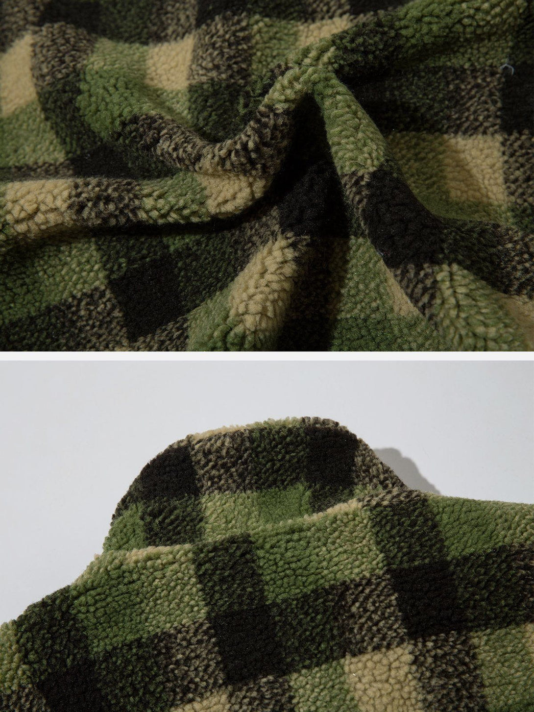 Lacezy - Retro Colorblock Plaid Sherpa Coat- Streetwear Fashion - lacezy.com