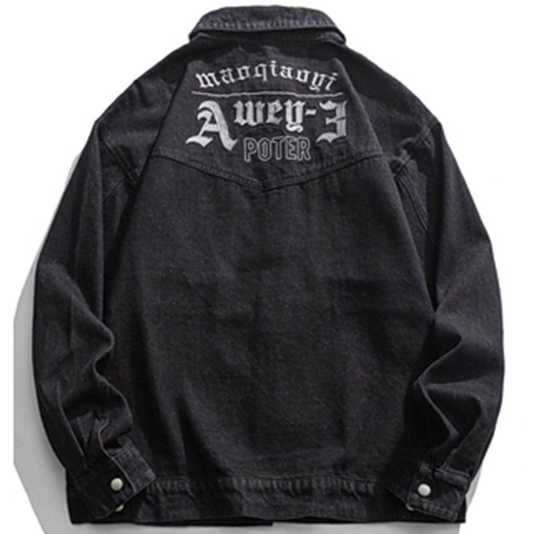 Lacezy - Retro Pocket Denim Jacket- Streetwear Fashion - lacezy.com