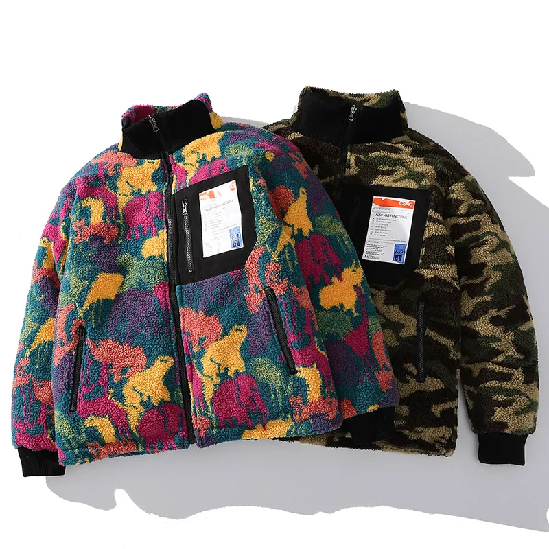 Lacezy - Reversible Jacket Parka Colorful Animal Paint Camouflage Coat- Streetwear Fashion - lacezy.com