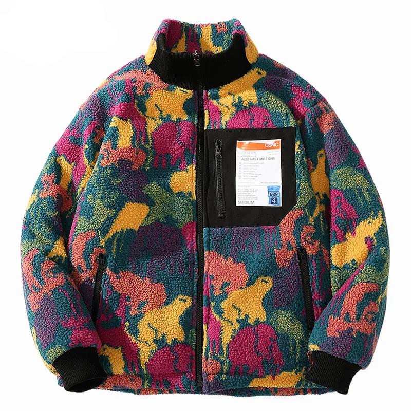 Lacezy - Reversible Jacket Parka Colorful Animal Paint Camouflage Coat- Streetwear Fashion - lacezy.com