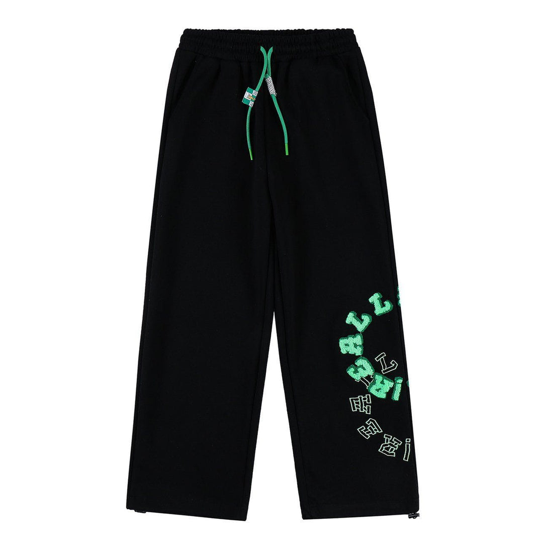 Lacezy - Ring Letter Towel Embroidered Pants- Streetwear Fashion - lacezy.com