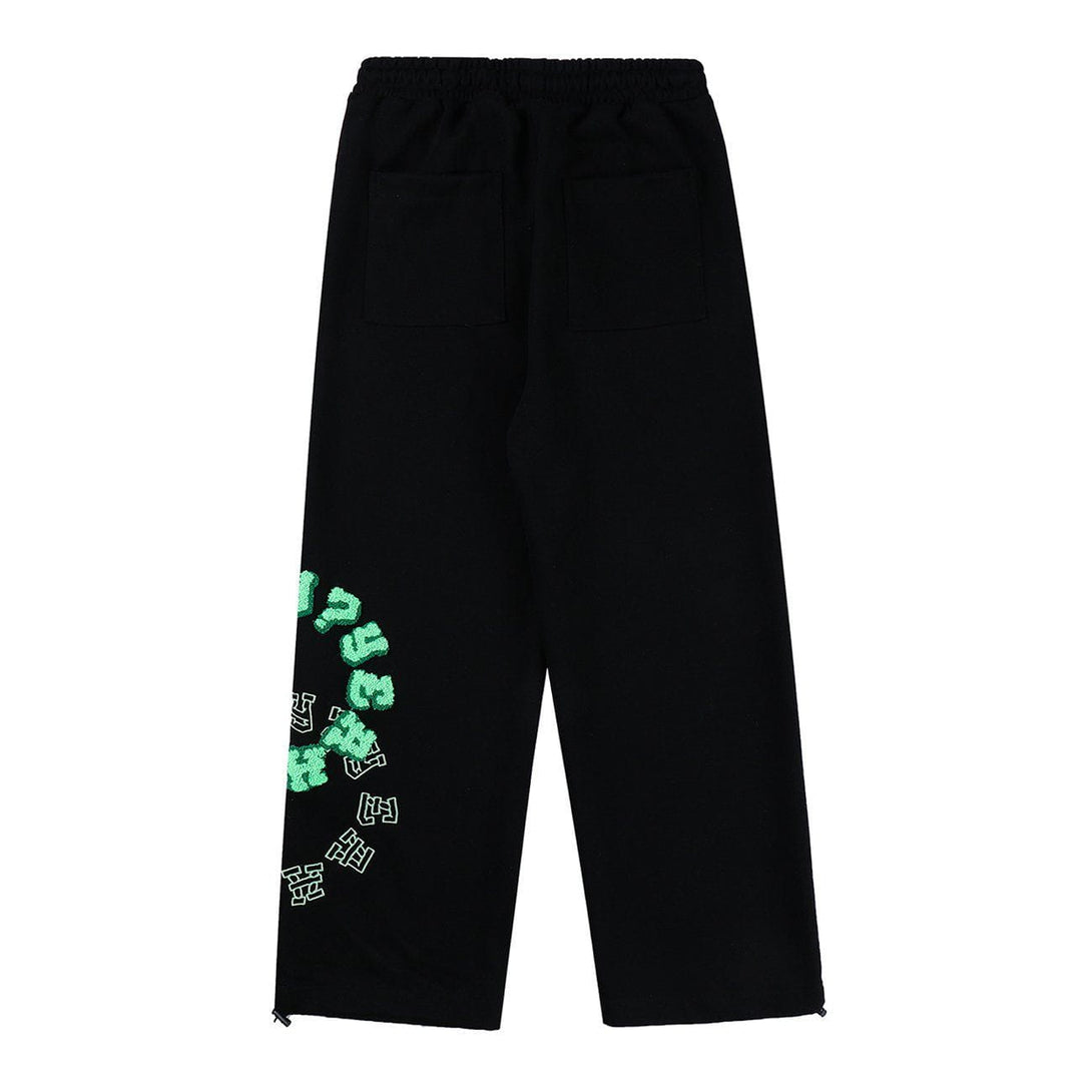 Lacezy - Ring Letter Towel Embroidered Pants- Streetwear Fashion - lacezy.com