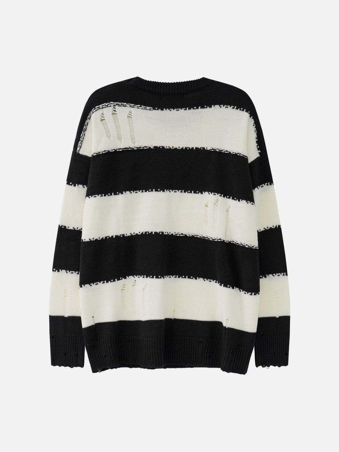 Lacezy - Ripped Stripes Jacquard Knit Sweater- Streetwear Fashion - lacezy.com