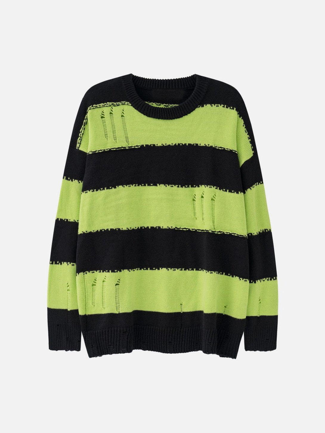 Lacezy - Ripped Stripes Jacquard Knit Sweater- Streetwear Fashion - lacezy.com