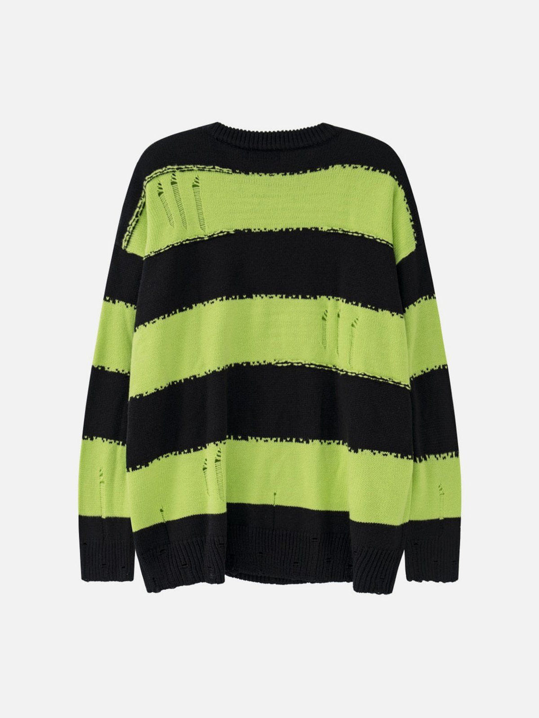 Lacezy - Ripped Stripes Jacquard Knit Sweater- Streetwear Fashion - lacezy.com