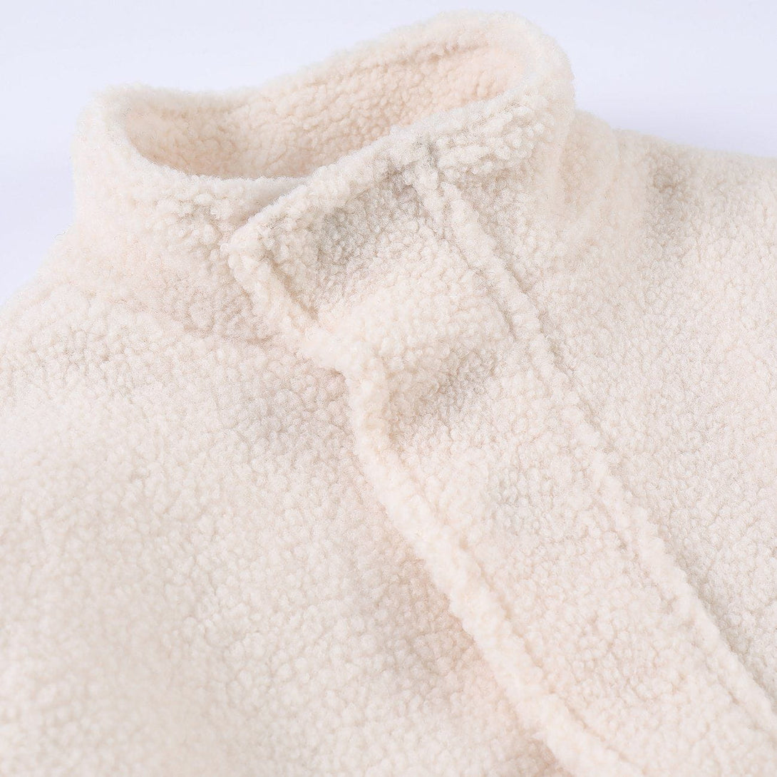 Lacezy - Rose Embroidered Sherpa Winter Coat- Streetwear Fashion - lacezy.com