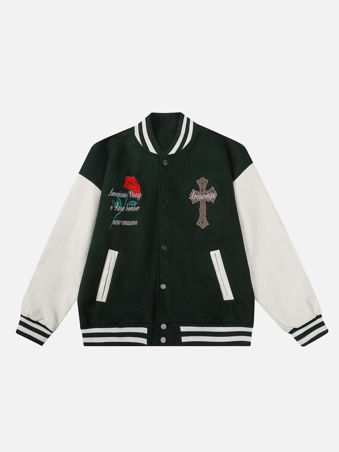 Lacezy - Rose Letter Flocking Jacket- Streetwear Fashion - lacezy.com