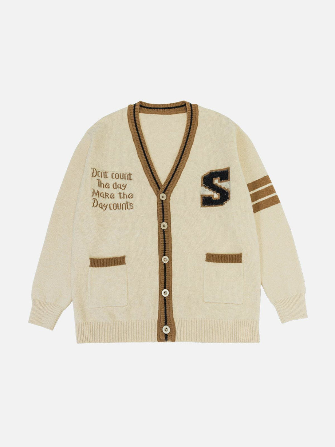 Lacezy - "S" Embroidery Color Matching Cardigan- Streetwear Fashion - lacezy.com