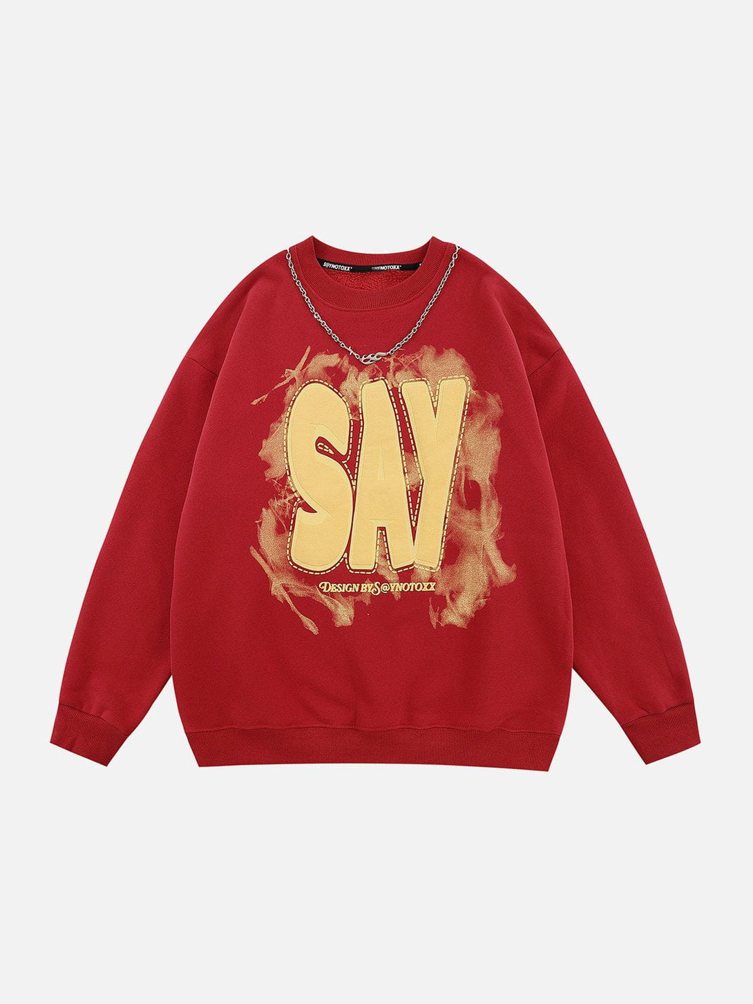 Lacezy - SAY Print Chain Sweatshirt- Streetwear Fashion - lacezy.com