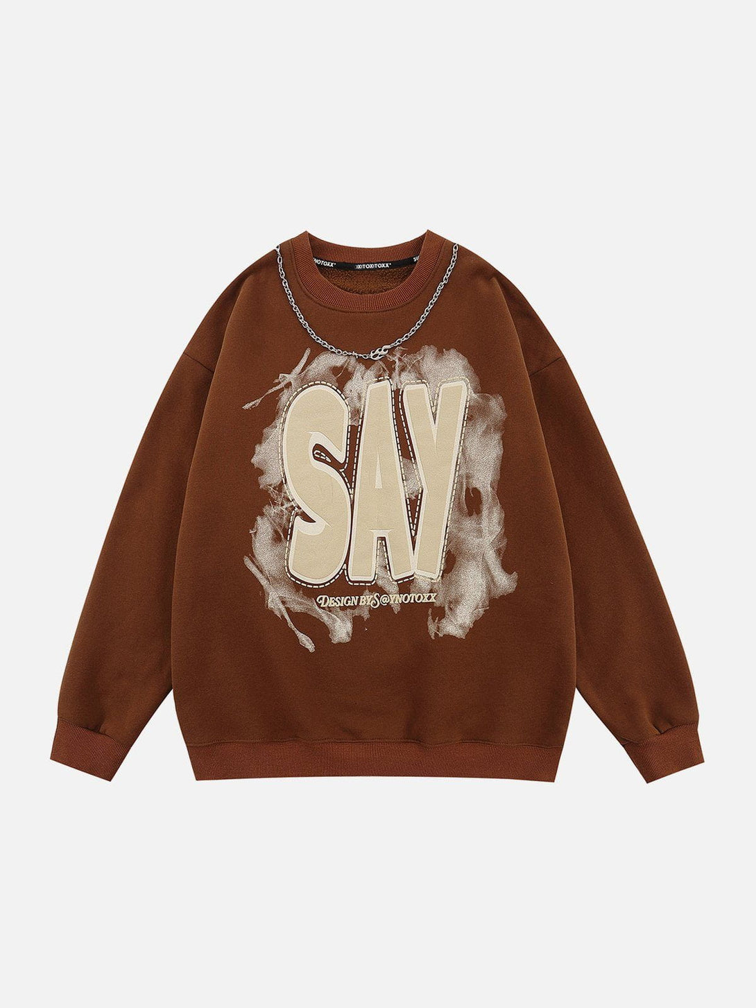 Lacezy - SAY Print Chain Sweatshirt- Streetwear Fashion - lacezy.com