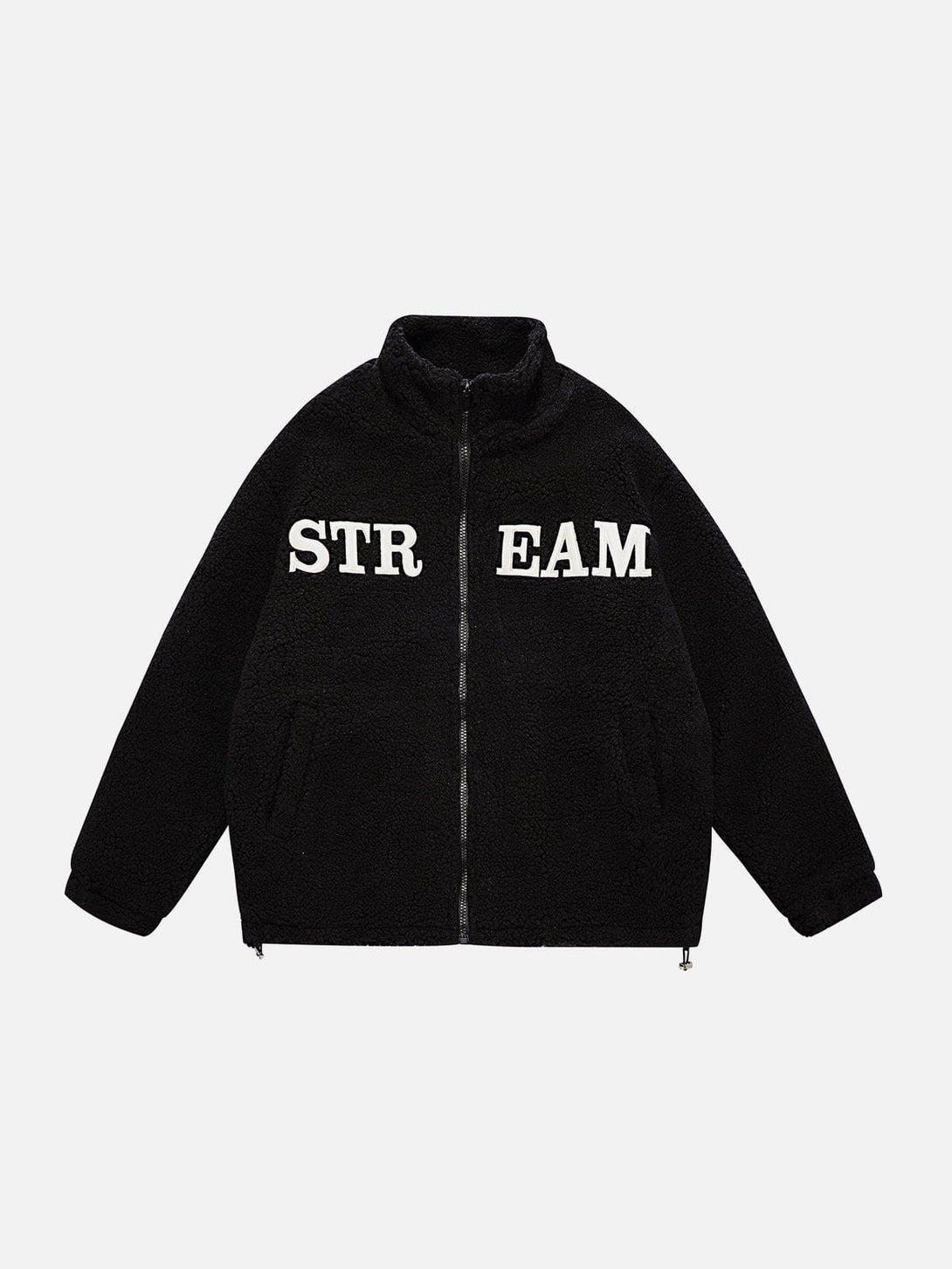 Lacezy - STREAM Embroidered Sherpa Jacket- Streetwear Fashion - lacezy.com