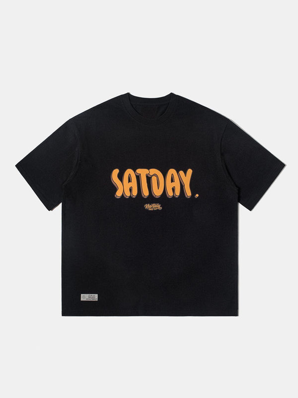 Lacezy - SUNDAY Print Cotton Tee- Streetwear Fashion - lacezy.com