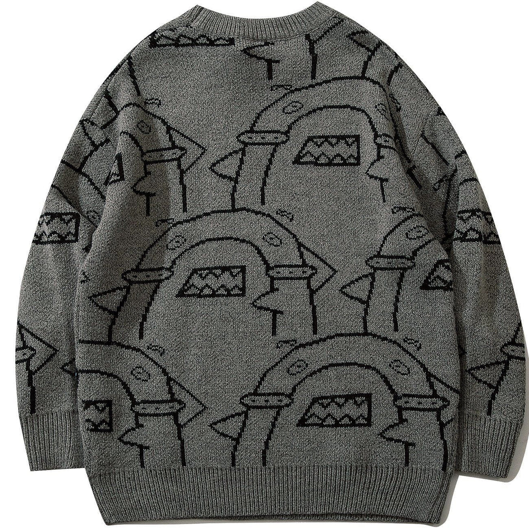 Lacezy - Shark Print Knit Sweater- Streetwear Fashion - lacezy.com