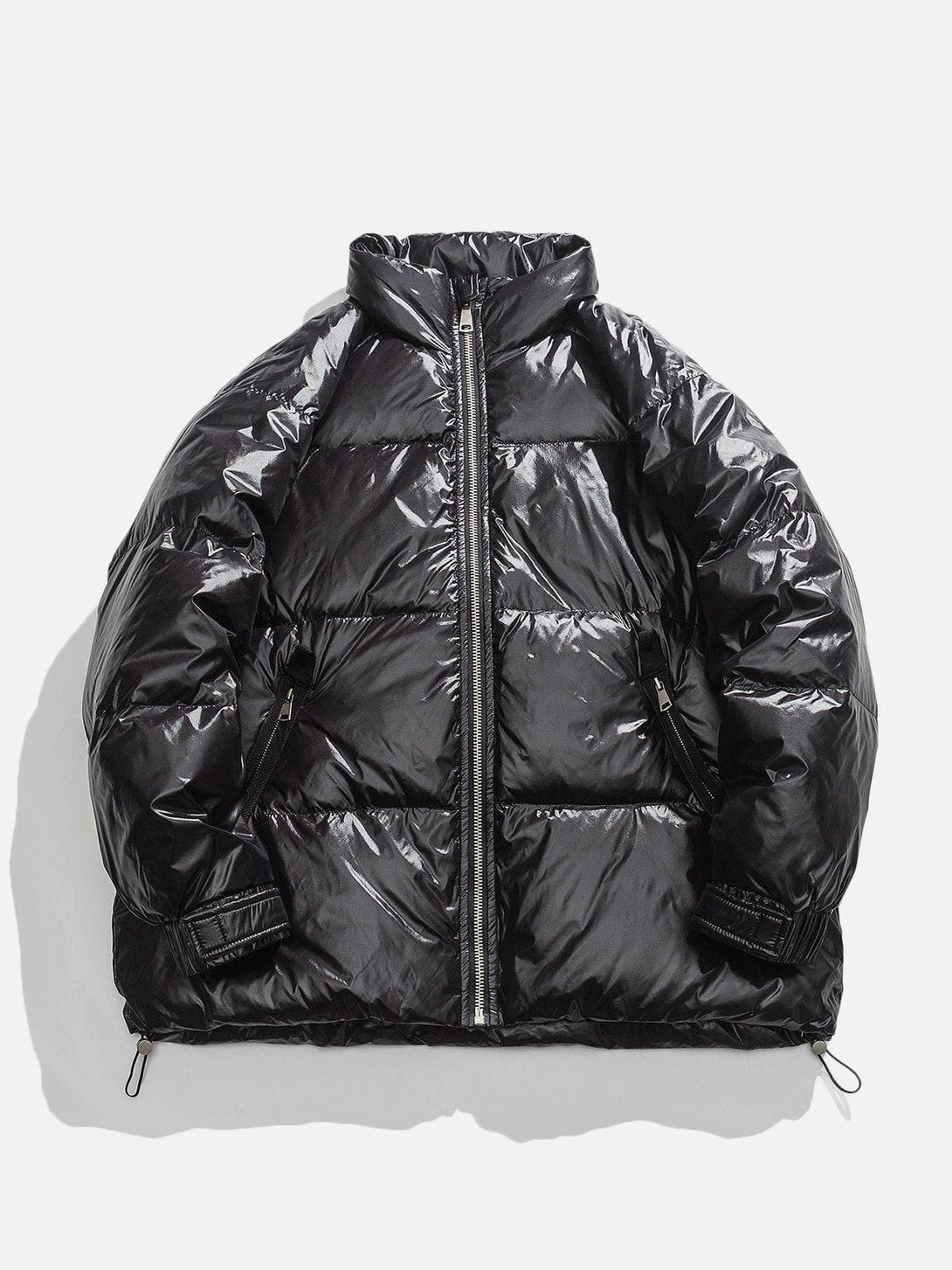 Lacezy - Shiny Drawstring Puffer Down Coat- Streetwear Fashion - lacezy.com