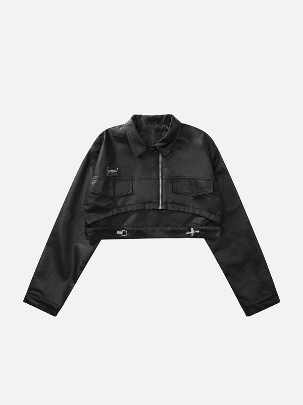 Lacezy - Short PU Jacket- Streetwear Fashion - lacezy.com