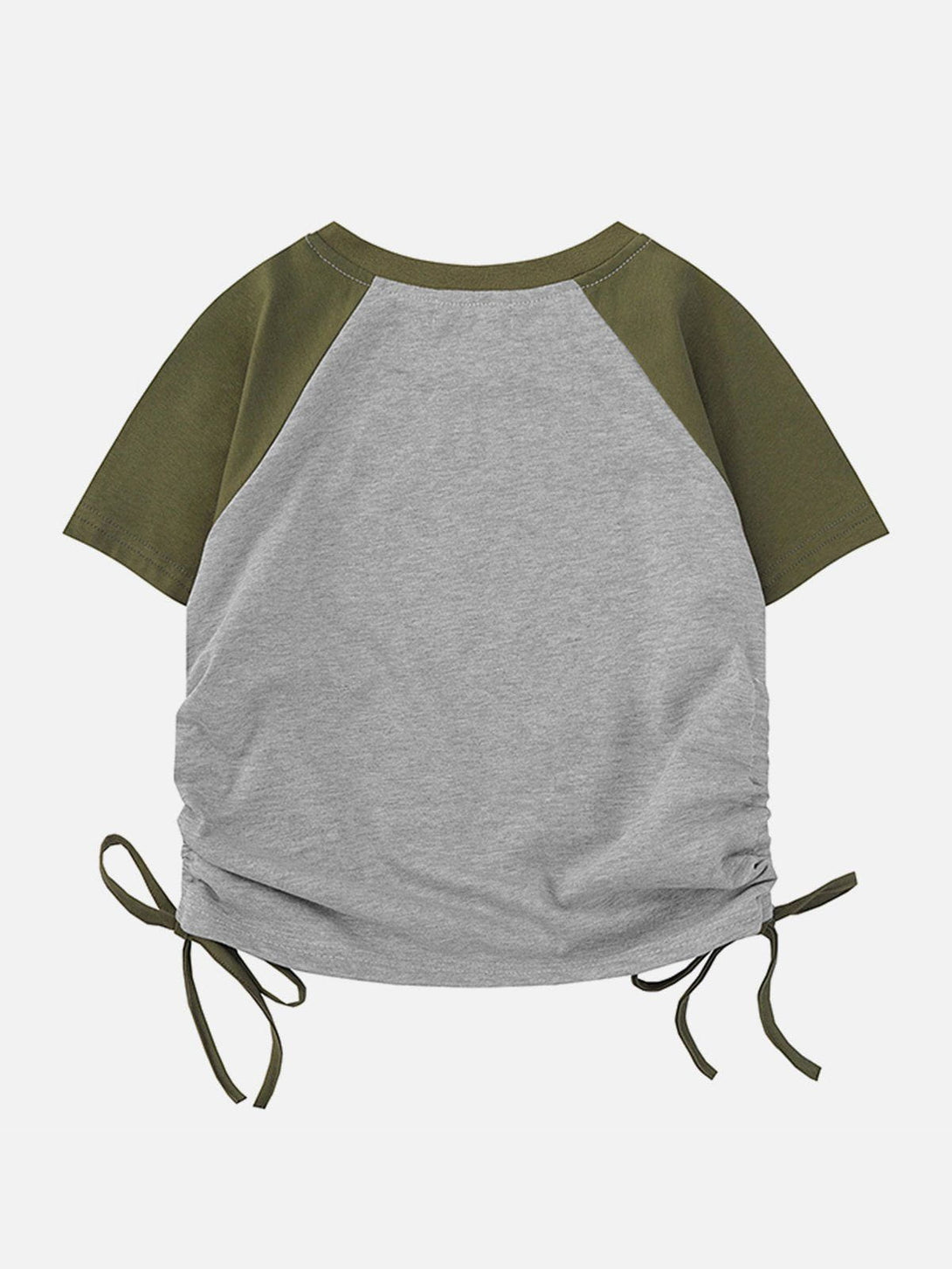 Lacezy - Side Drawstring Patchwork Tee- Streetwear Fashion - lacezy.com