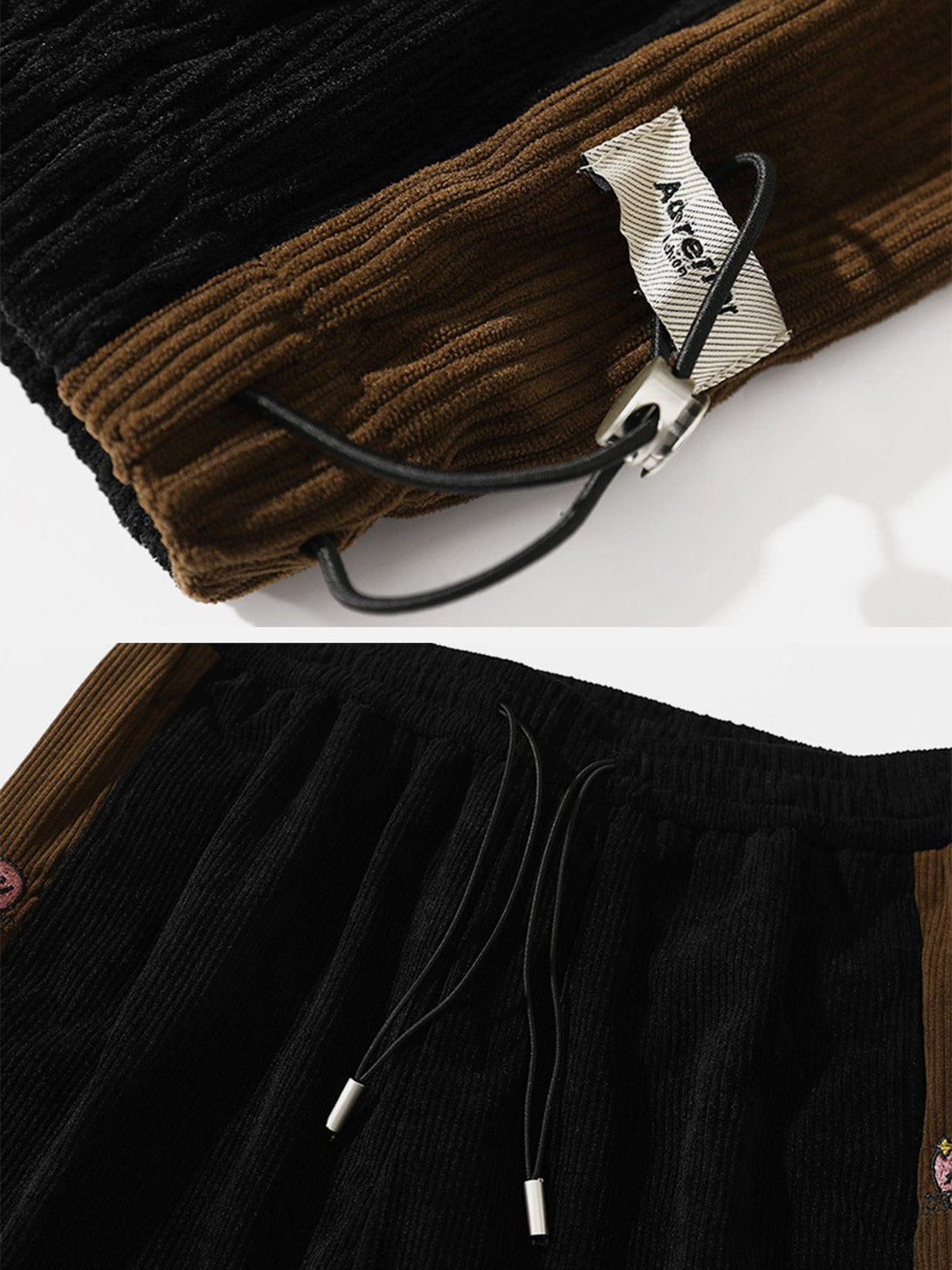 Lacezy - Side Embroidered Corduroy Trousers- Streetwear Fashion - lacezy.com