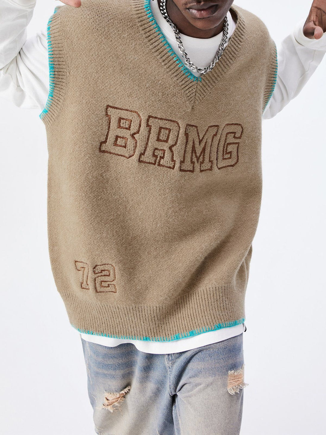 Lacezy - Simple Embroidered Letters Sweater Vest- Streetwear Fashion - lacezy.com