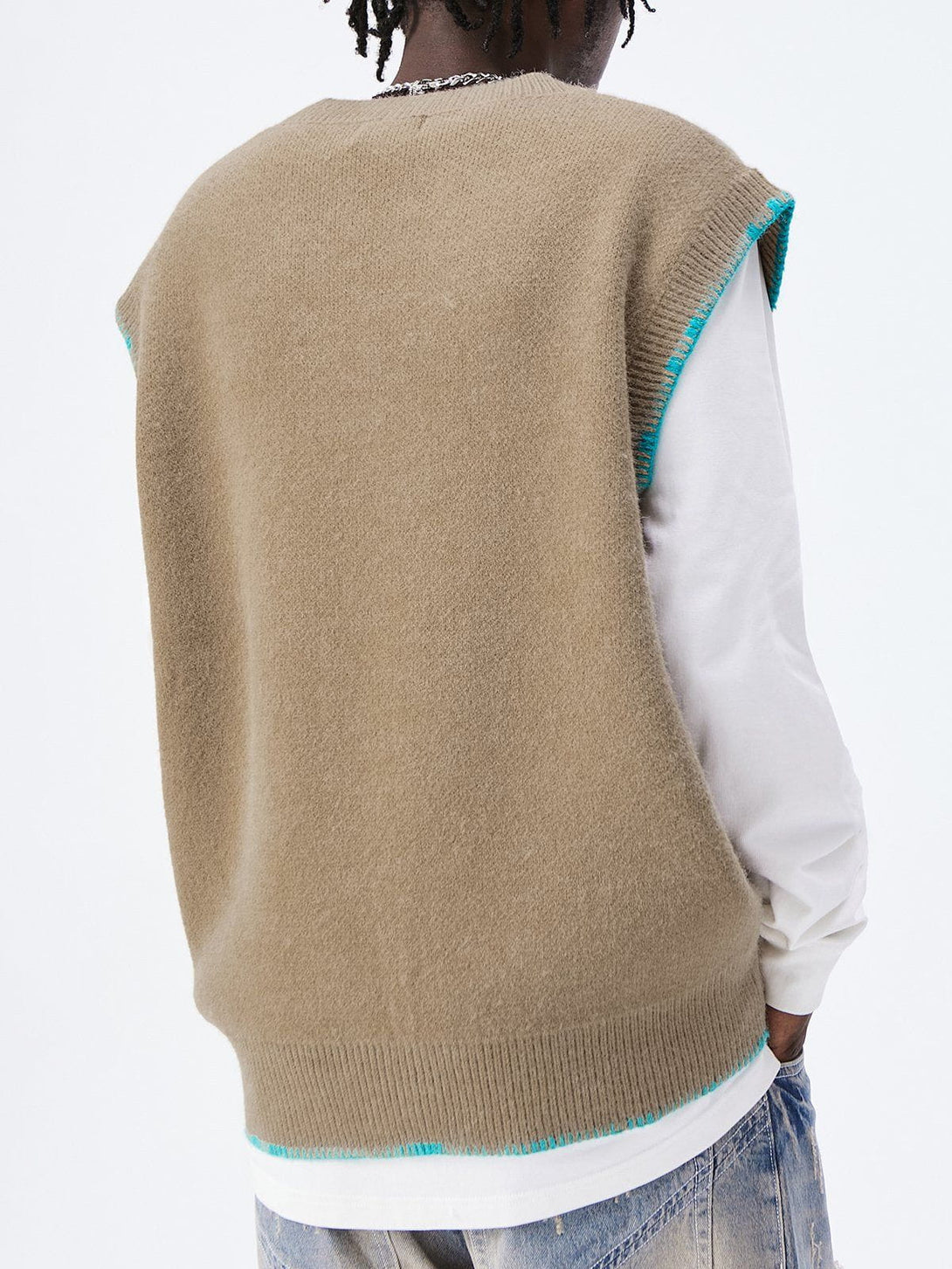 Lacezy - Simple Embroidered Letters Sweater Vest- Streetwear Fashion - lacezy.com